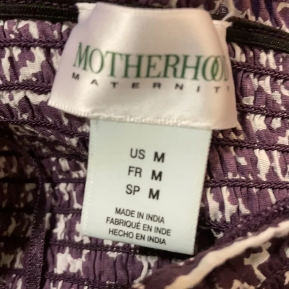 Motherhood maternity Blouse purple,white cotton tunic boho strapless top Sz Med - Picture 2 of 7